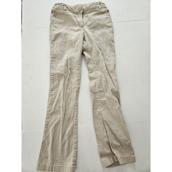 Chaps Edu Line Girls Bootleg Khaki Tan Uniform Pants Adjustable Waist Size 8 - Picture 1 of 5